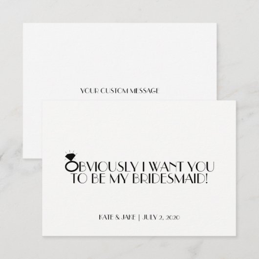 Bent u mijn Bridesmaid - Diamondly Black? Kaart (Voorkant / Achterkant)