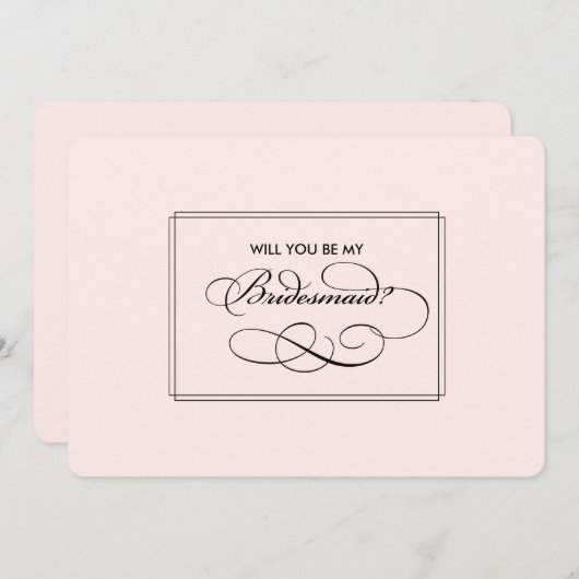 Bent u mijn Bridesmaid? Elegant Blush Pink Kaart (Voorkant / Achterkant)