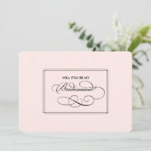 Bent u mijn Bridesmaid? Elegant Blush Pink Kaart (Staand voorkant)