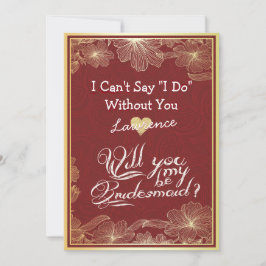 Bent u mijn Bridesmaid Elegant Red Gold Floral? Kaart