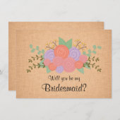 Bent u mijn Bridesmaid Floral Wreath Uitnodiging (Voorkant / Achterkant)