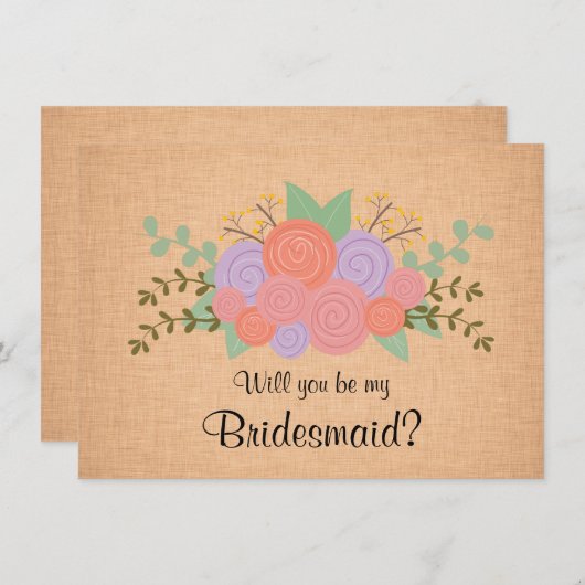 Bent u mijn Bridesmaid Floral Wreath Uitnodiging (Voorkant / Achterkant)