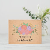 Bent u mijn Bridesmaid Floral Wreath Uitnodiging (Staand voorkant)