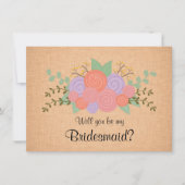 Bent u mijn Bridesmaid Floral Wreath Uitnodiging (Voorkant)