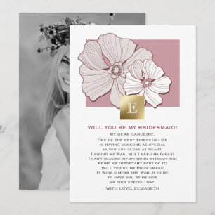 Bent u mijn Bridesmaid? Fotokaarten voor roze Flor Kaart