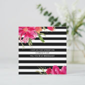 Bent u mijn Bridesmaid? Fuchsia Black Floral Kaart (Staand voorkant)