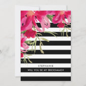 Bent u mijn Bridesmaid? Fuchsia Floral Kaart (Voorkant)