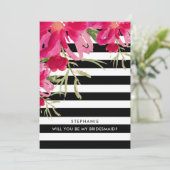 Bent u mijn Bridesmaid? Fuchsia Floral Kaart (Staand voorkant)