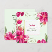 Bent u mijn Bridesmaid? Fuchsia Floral Kaart (Voorkant / Achterkant)