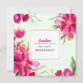 Bent u mijn Bridesmaid? Fuchsia Floral Kaart (Voorkant)