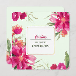 Bent u mijn Bridesmaid? Fuchsia Floral Kaart
