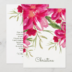 Bent u mijn Bridesmaid? Fuchsia Green Floral in Kaart