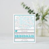 Bent u mijn Bridesmaid? Fun Blue/Gray Poem Card Kaart (Staand voorkant)