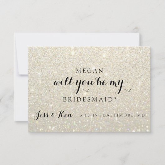 Bent u mijn Bridesmaid - Glit Fab - WhiteGold Kaart (Voorkant)
