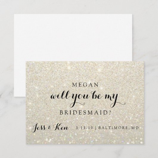 Bent u mijn Bridesmaid - Glit Fab - WhiteGold Kaart (Voorkant / Achterkant)