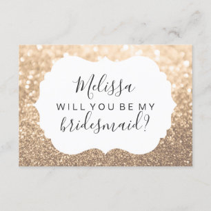 Bent u mijn Bridesmaid? Glitter Peach Gold Kaart