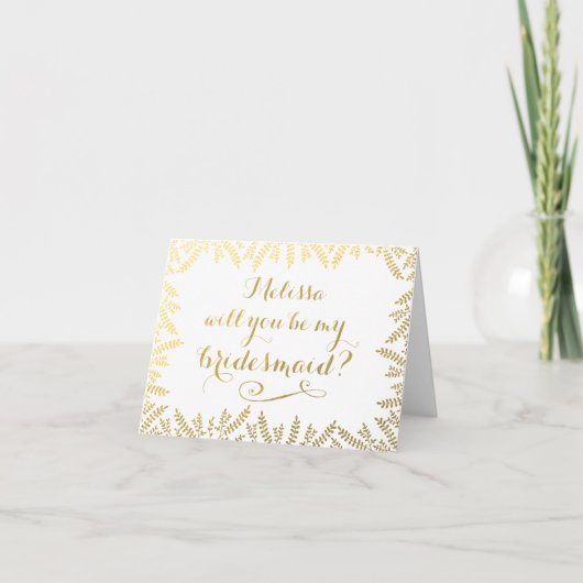Bent u mijn Bridesmaid Gold Leaves Card (Voorkant)