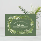 Bent u mijn Bridesmaid? Groen botanisch Kaart (Staand voorkant)
