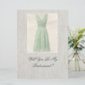 Bent u mijn Bridesmaid  groene uitnodiging? Kaart (Staand voorkant)