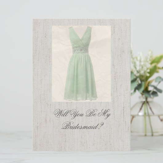 Bent u mijn Bridesmaid  groene uitnodiging? Kaart (Staand voorkant)