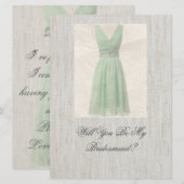 Bent u mijn Bridesmaid  groene uitnodiging? Kaart (Voorkant / Achterkant)