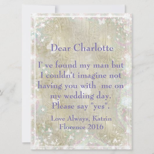 Bent u mijn Bridesmaid  groene uitnodiging? Kaart (Achterkant)