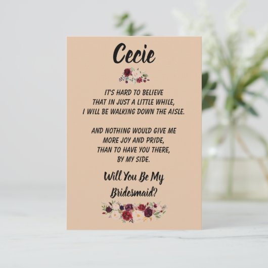 Bent u mijn Bridesmaid? Kaart (Staand voorkant)