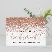 Bent u mijn Bridesmaid Kaart - Roos goudolie (Staand Voorkant)