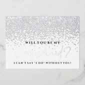 Bent u mijn Bridesmaid Kaart - Zilveren olie (Voorkant)