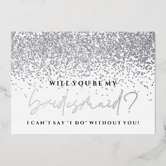 Bent u mijn Bridesmaid Kaart - Zilveren olie (Voorkant)