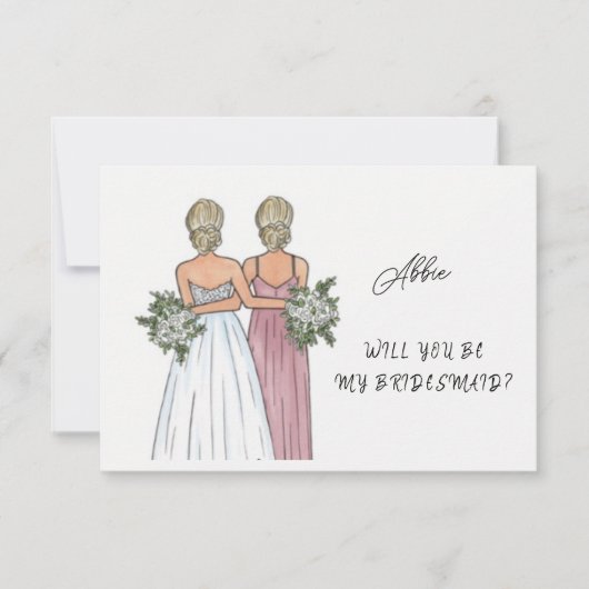 Bent u mijn Bridesmaid-kaartje Waterverf? RSVP Kaartje (Voorkant)