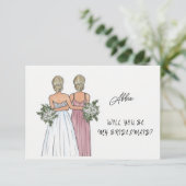 Bent u mijn Bridesmaid-kaartje Waterverf? RSVP Kaartje (Staand voorkant)