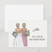 Bent u mijn Bridesmaid-kaartje Waterverf? RSVP Kaartje (Voorkant / Achterkant)