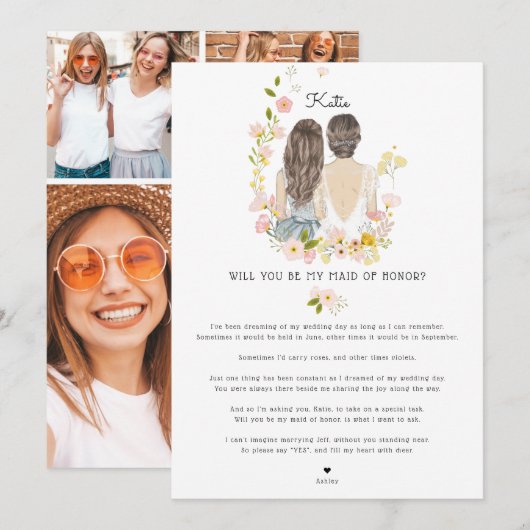 Bent u mijn Bridesmaid/Maid of Honor Voorstel I Kaart (Voorkant / Achterkant)