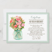 Bent u mijn Bridesmaid? Mason Jar Floral Kaart (Voorkant)