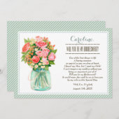 Bent u mijn Bridesmaid? Mason Jar Floral Kaart (Voorkant / Achterkant)