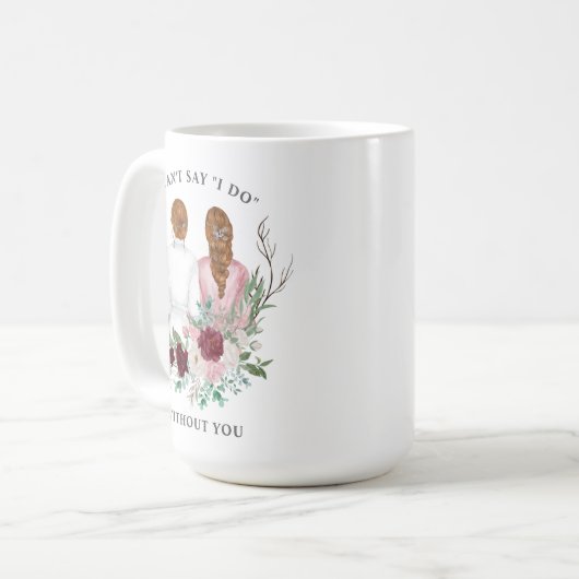 Bent u mijn Bridesmaid? Meisjes in robes Floral Koffiemok (Voorkant links)