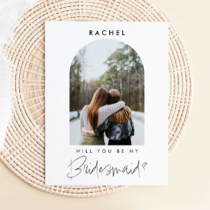 Bent u mijn Bridesmaid minimalist Foto Modern Briefkaart