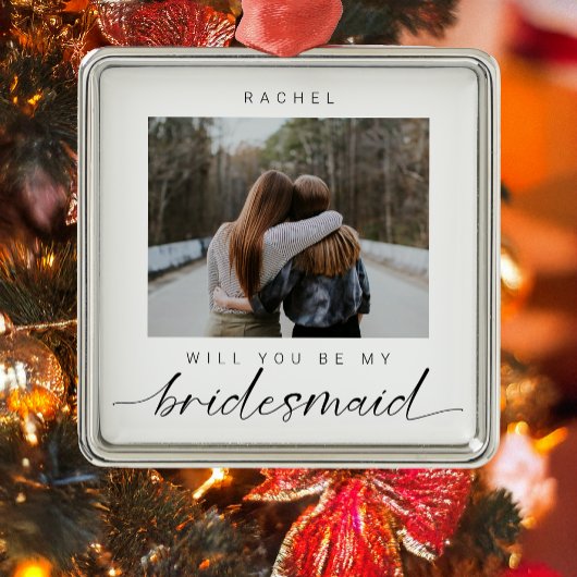 Bent u mijn Bridesmaid minimalist Foto Modern Metalen Ornament