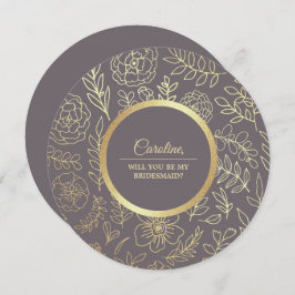 Bent u mijn Bridesmaid? Mocha Gold Floral Kaart