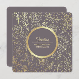 Bent u mijn Bridesmaid? Mocha Gold Floral Kaart