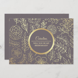 Bent u mijn Bridesmaid? Mocha Gold Floral Kaart