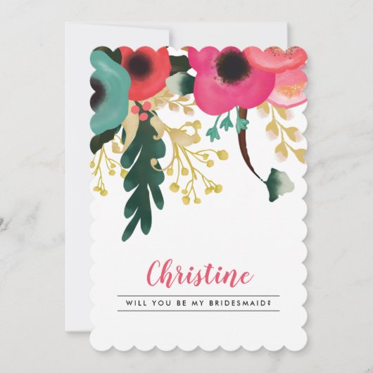Bent u mijn Bridesmaid? Modern Floral Kaart (Voorkant)