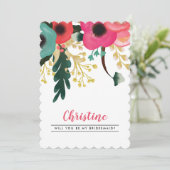 Bent u mijn Bridesmaid? Modern Floral Kaart (Staand voorkant)