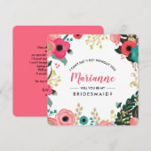 Bent u mijn Bridesmaid? Modern Floral Kaart (Voorkant / Achterkant)
