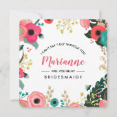 Bent u mijn Bridesmaid? Modern Floral Kaart (Voorkant)