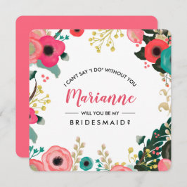 Bent u mijn Bridesmaid? Modern Floral Kaart