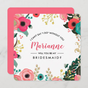 Bent u mijn Bridesmaid? Modern Floral Kaart