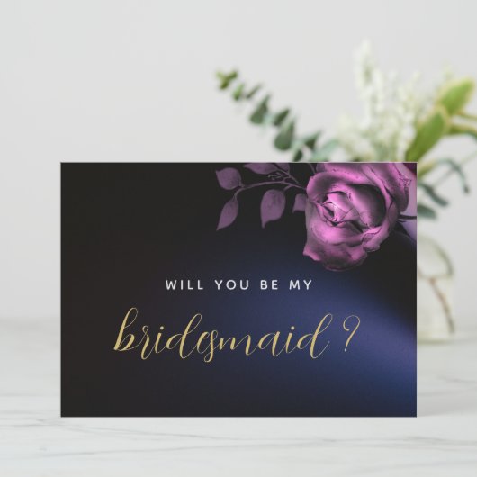 Bent u mijn Bridesmaid Modern Moody Black Dark? Kaart (Staand voorkant)