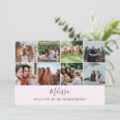 Bent u mijn Bridesmaid Modern Photo Collage Inv Kaart (Staand voorkant)